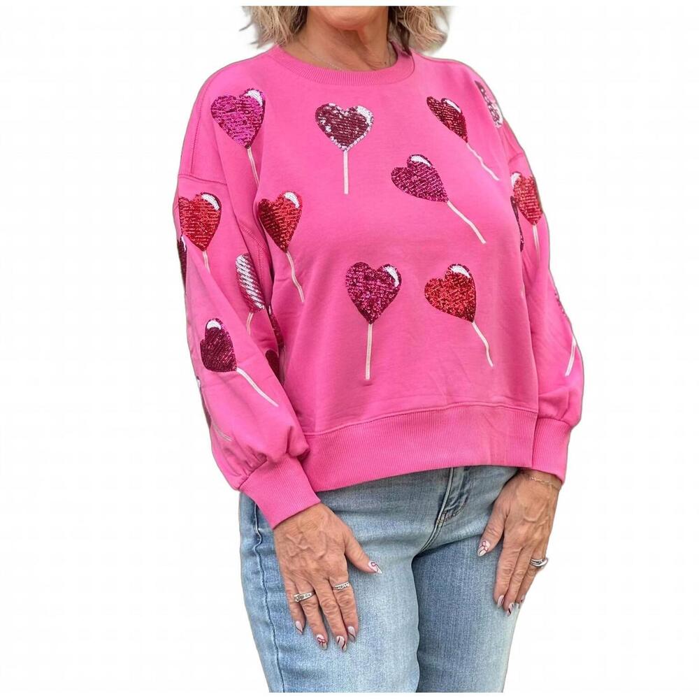 NEW MARY SQUARE millie lollipop sequin sweatshirt in pink